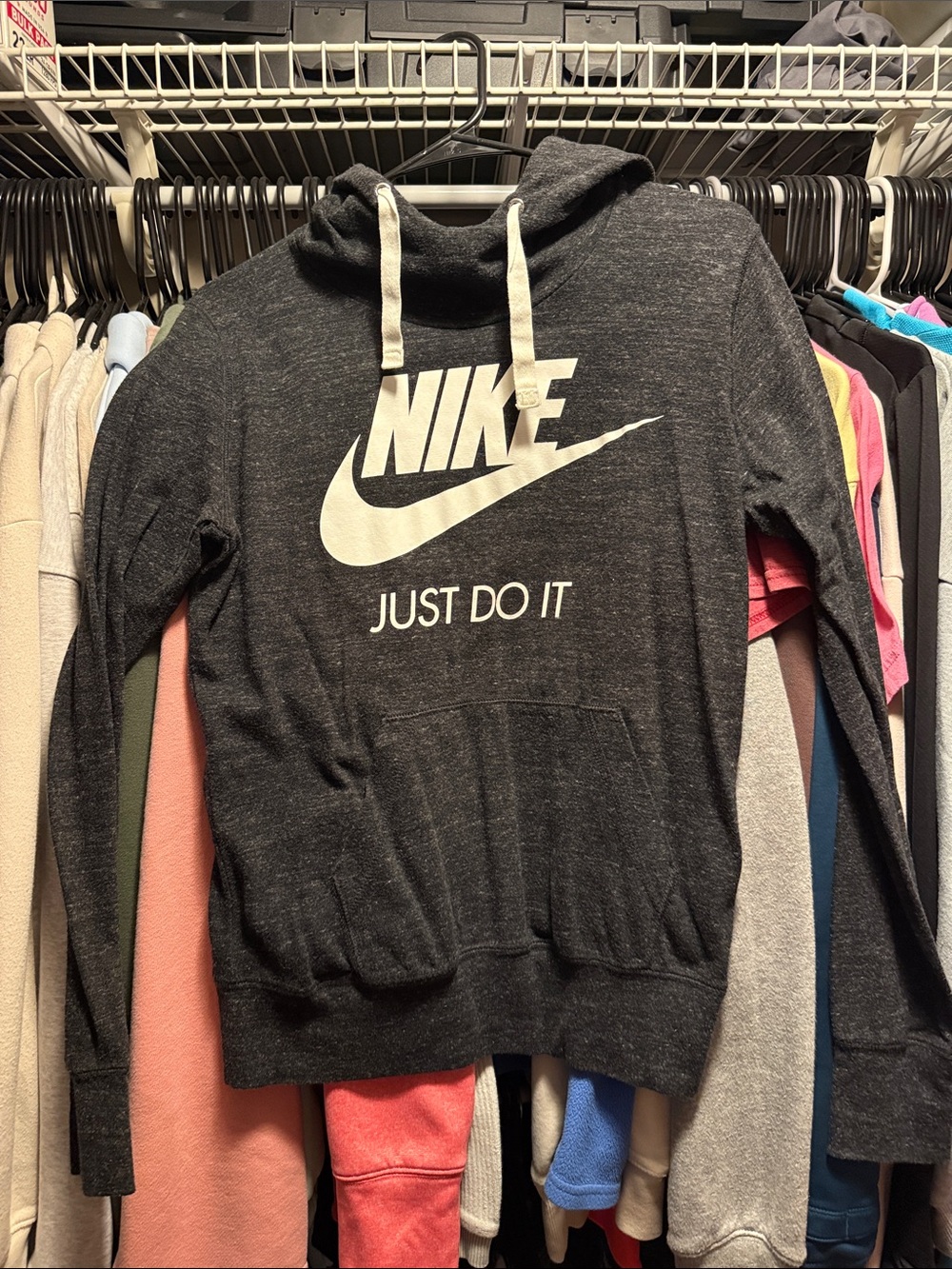 Nike Dark Gray Pullover Hoodie with White Logo